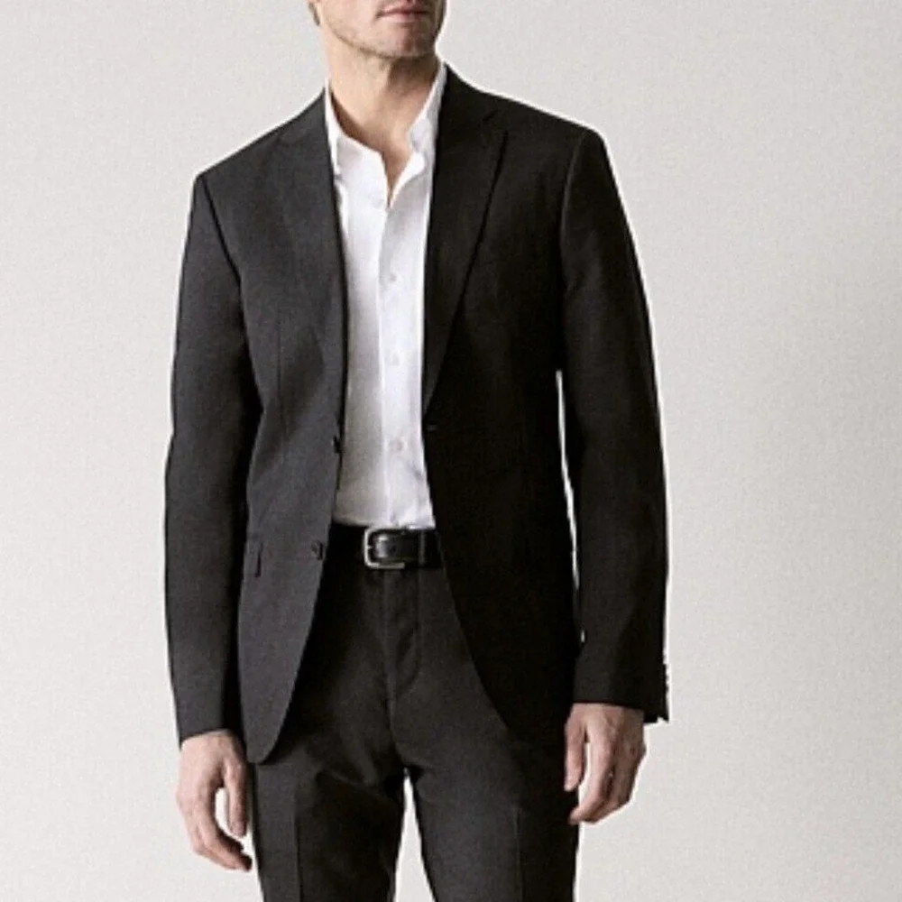 Banana Republic 42L Blazer Suit Jacket Black 100% Wool Two-Button Tailored Mens